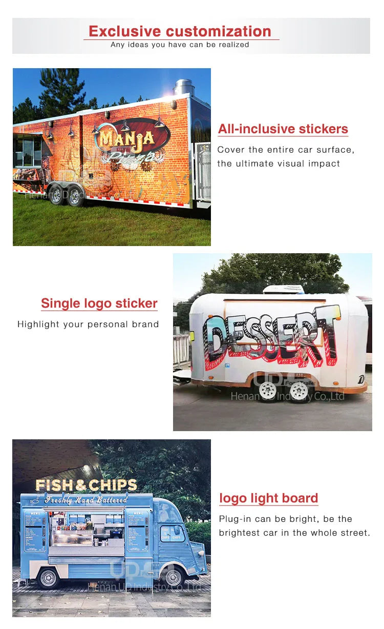 Food Trailer Festival Mobile Kitchen New Design Food Truck Halal Chicken Taco Cart Fast Food Concession Truck Fully Equipped