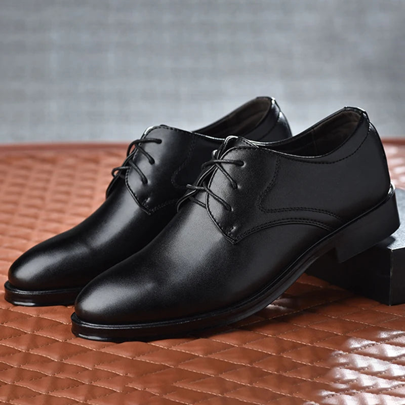 Men's Shoes Black Leather Formal Shoes for Men Oxfords Male Wedding Party Office Business Shoe Man zapatos de hombre Plus Size