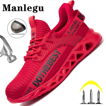 Steel Toe Safety Shoes for Men Women Lightweight Work Sneakers Puncture Proof Work Shoes Unisex Coustruction Safety Work Boots