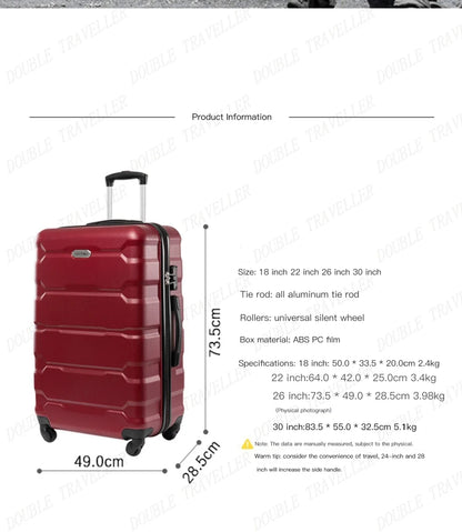 18carry on Cabin suitcase 22/26/30 inch travel suitcase on wheelsrolling luggage set trolley luggage bag case High capacity