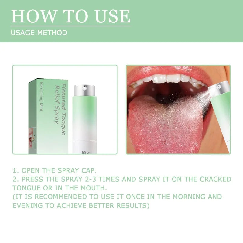 Fissured Tongue Relief Spray Breath Freshener Spray Regulates Health Mint Natural Flavor Care Oral Essence Mouth Health