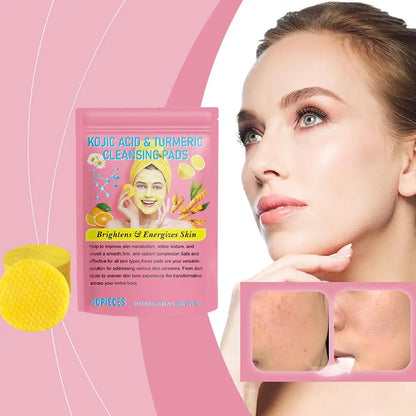 NEW High-end 40ps Turmeric Kojic Acid Cleansing Exfoliating Pads Sponges Balance Skin Remove Keratin Excess Skin Care Facia P1S0