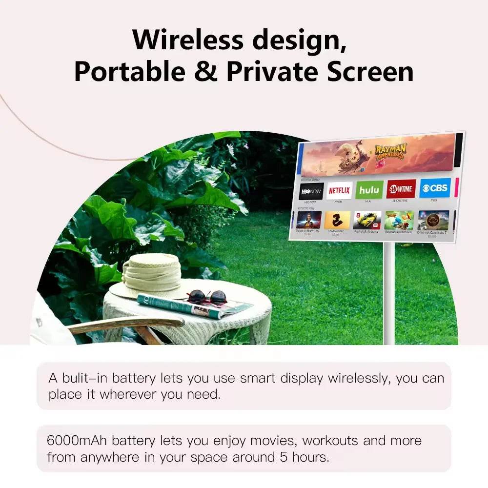 2024 Popular Portable Tv With Battery Fitness Game Video Android 21.5 Inch Stand By Me Smart Tv Bluetooth Reomte Option - MarvelouStoree