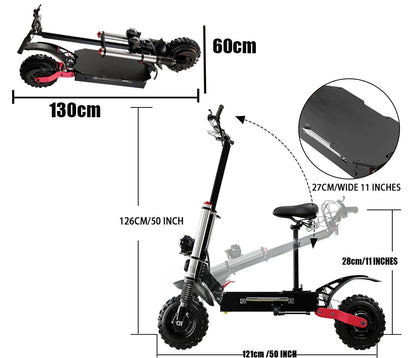 6000W Dual Motor Powerful Electric Scooter 85KM/H Max Speed Folding Electric Scooter 72V 20AH Large-Capacity Battery for Adults