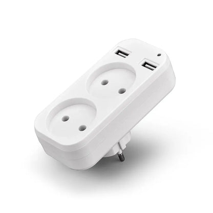 1pcs European Plug Conversion Plug Multifunctional Socket Portable Dual Usb Port German French Russian Universal Socket