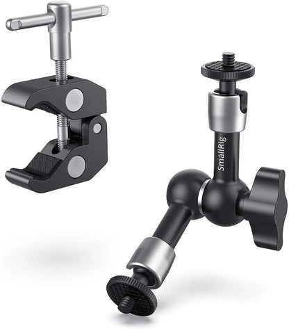 SmallRig Clamp w/ 1/4" and 3/8" Thread and 9.5 Inches Adjustable Friction Power Articulating Magic Arm for LCD Monitor/LED Light