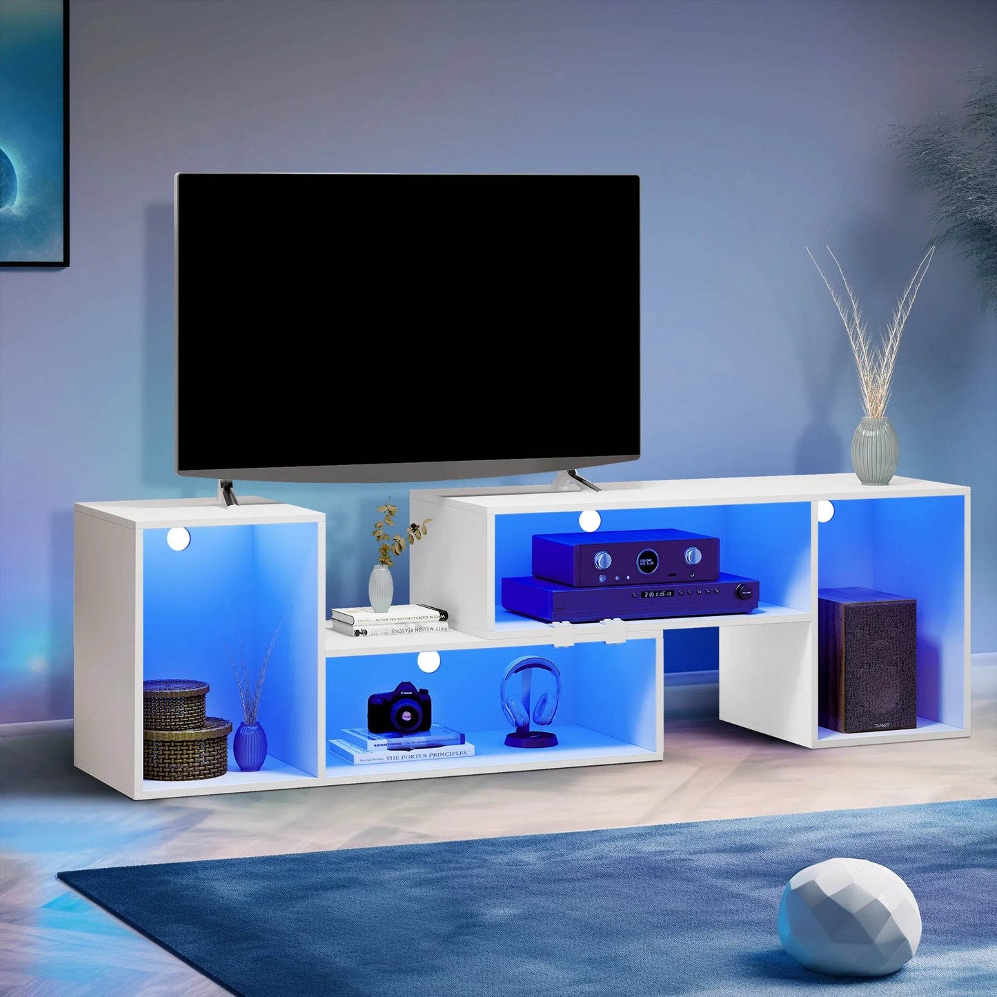 Deformable TV Stand with LED Lights for 65/70/75 inch TVs Entertainment Center - MarvelouStoree