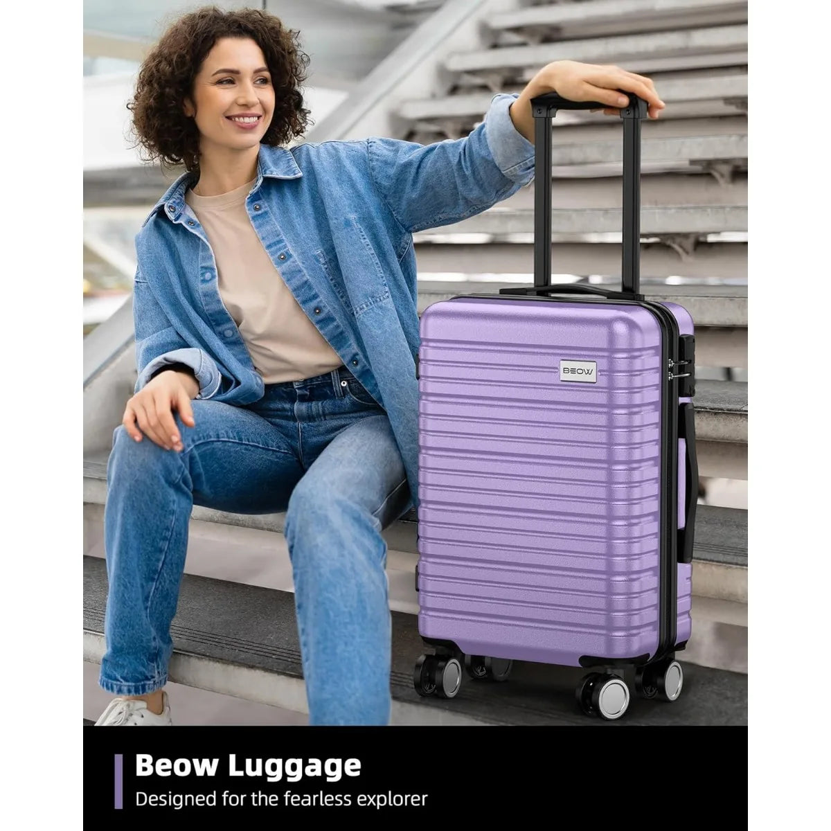 BEOW Luggage Sets 4 Piece, Expandable Luggage Sets with Spinner Wheels, TSA Lock Suitcases with Carry on Luggage Olive Green