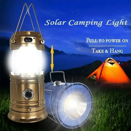 Solar Multifunctional Handheld Camping Lamp Tent Lamp LED Portable Flashlight Portable Waterproof Emergency Powered Work Light