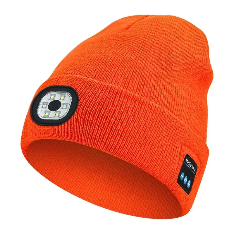 Hands-free Beanie Rechargeable Bluetooth Led Hat Headset Bright Wireless Music Headphone Player Winter Warm Cap Night Jogging