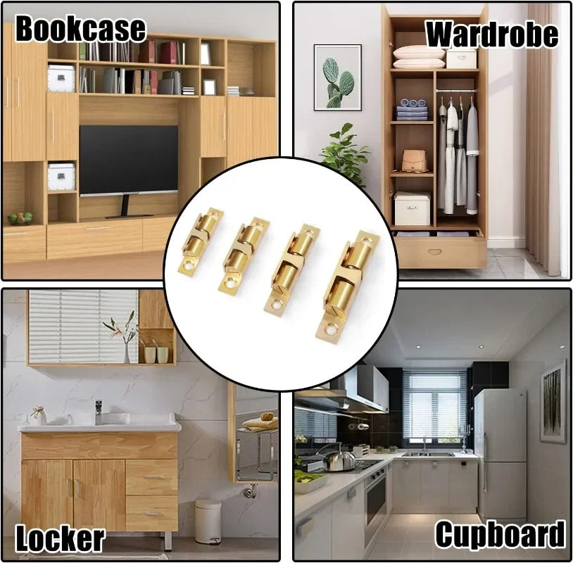 5/1pcs Furniture Door Ball Latch Brass Double Roller Spring Ball Catch Latches Cabinet Closet Door Adjustable Tension Latch