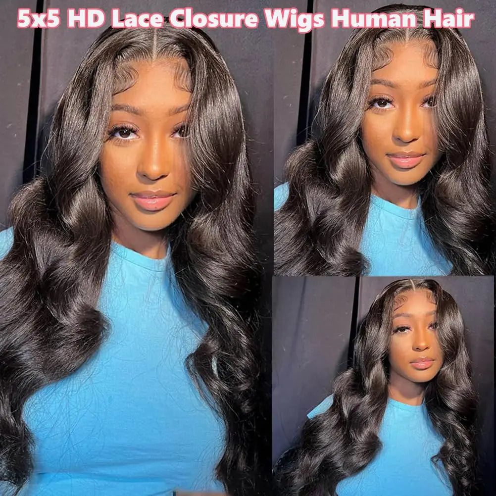 180% Body Wave Glueless Wig Human Hair Ready To Wear 5x5 Lace Closure Human Hair Wigs For Women 6x4 Pre-Cut Lace Closure Wig