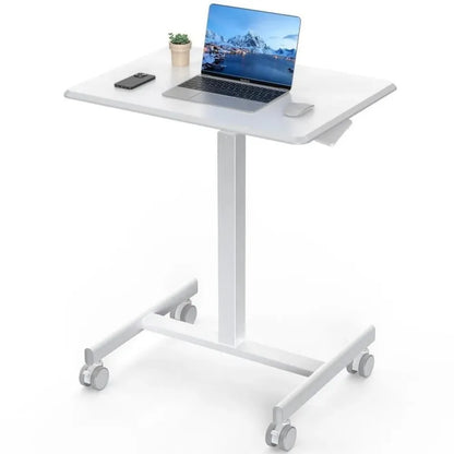 Indoor Furniture Tables & Desks Adjustable Height Mobile Small Standing Desk - Sit Stand Desk, Portable Rolling Laptop Desk