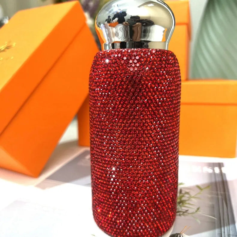 Shiny Diamond Tumbler Insulated Cup With Straw Juice Drinkwar Bottles Stainless Steel Thermal Flask Party Gifts for Girls