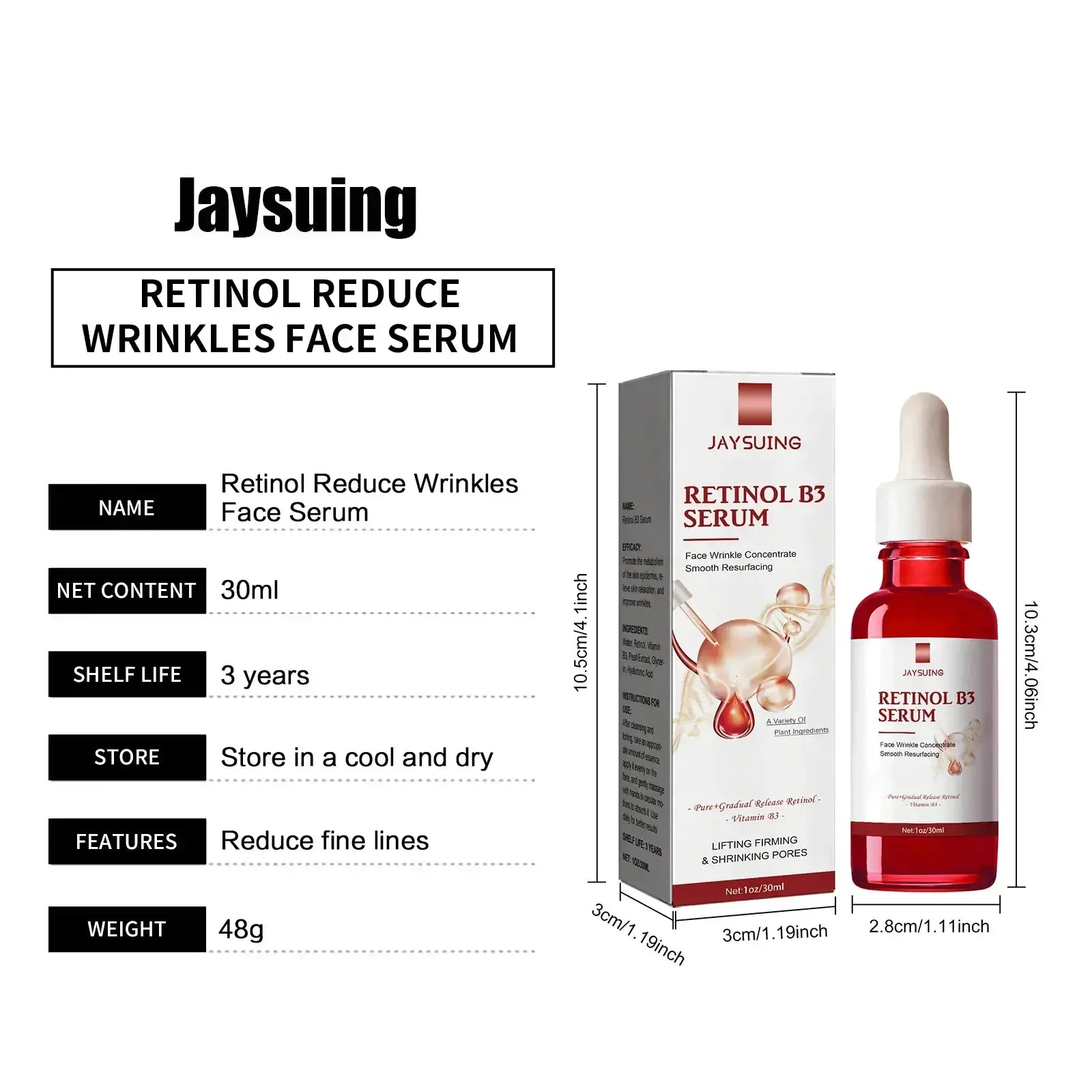 Retinol Vitamin B3 Serum Anti A-ging Hyalu B5 Pure Niacinamide Essence VC Shrinking Pores Pimple Remover W-rinkle Dark Spots Set