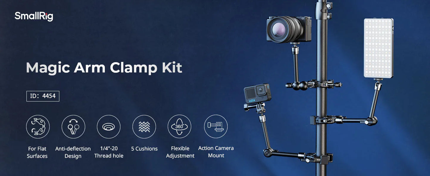 SmallRig Crab-Shaped Super Clamp Kit (with Magic Arm) Adjustable for Action Camera, Monitor, for Table, Tripod Leg -4454