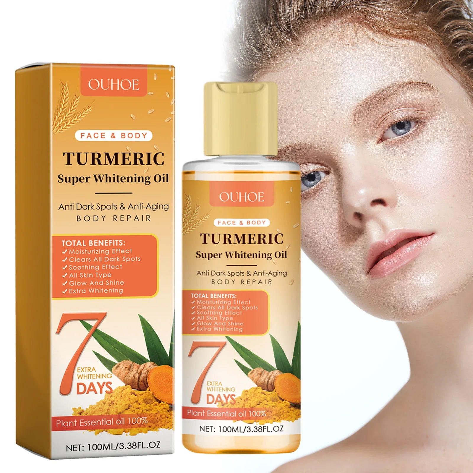 Turmeric Essential Oil Body Massage Deep Hydration Diffuser Aromatherapy Brightening Moisturizer Nourishing Smoothing Skin Care