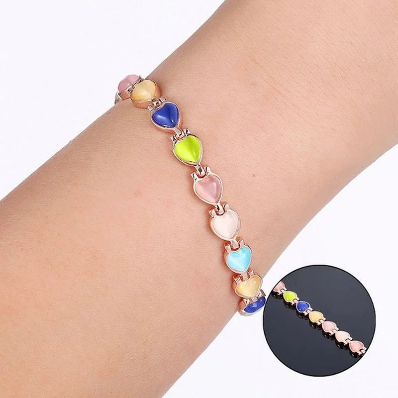 Natural Exquisite Opal Cat's Eye Stone Gold Color Plated Magnetic Bracelet Women Health Care Weight Loss Anti-fatigue Jewelry