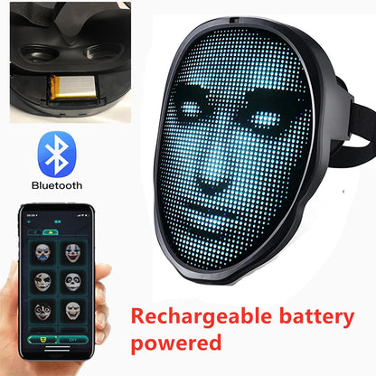 Face Transforming LED Mask with App Controlled - Programmable LED Halloween Mask Digital Luminous Mask for Adults