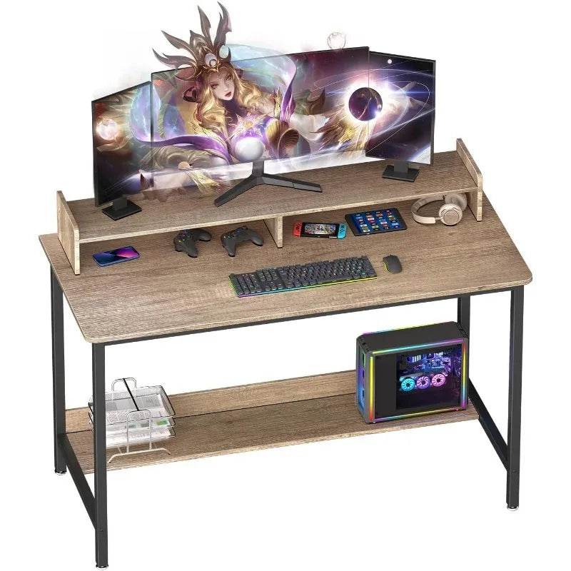 Computer Desk with Shelves, 32 Inch Gaming Writing Desk, Study PC Table Workstation with Storage for Home Office - MarvelouStoree