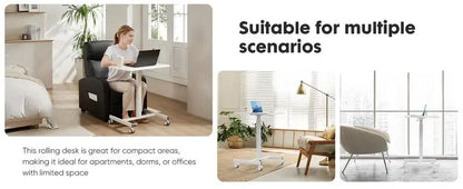 Indoor Furniture Tables & Desks Adjustable Height Mobile Small Standing Desk - Sit Stand Desk, Portable Rolling Laptop Desk