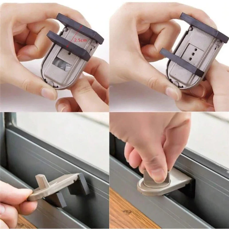 Window Safety Lock Aluminum Alloy Sliding Lock Sliding Door Anti-theft Lock Adjustable Buckle Window Stopper Lock for Home