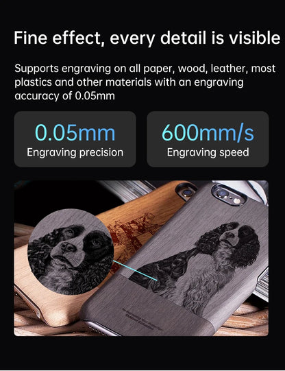 MR.CARVE C1 Laser Engraver Portable Laser Engraving Machine for Mobile APP Windows Mac Engrave leaves wood Plastic Painted Metal