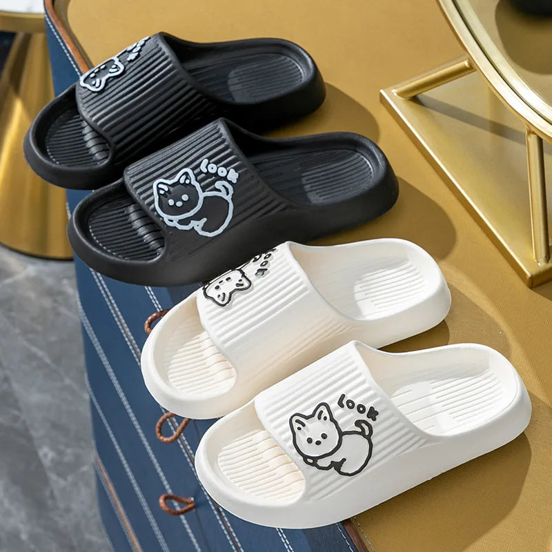 Summer Slippers Bathroom Platform Non-Slip Home Bear Cartoon Flip Flops Beach Women Slipper Sandals Slides Indoor Outdoor 2023