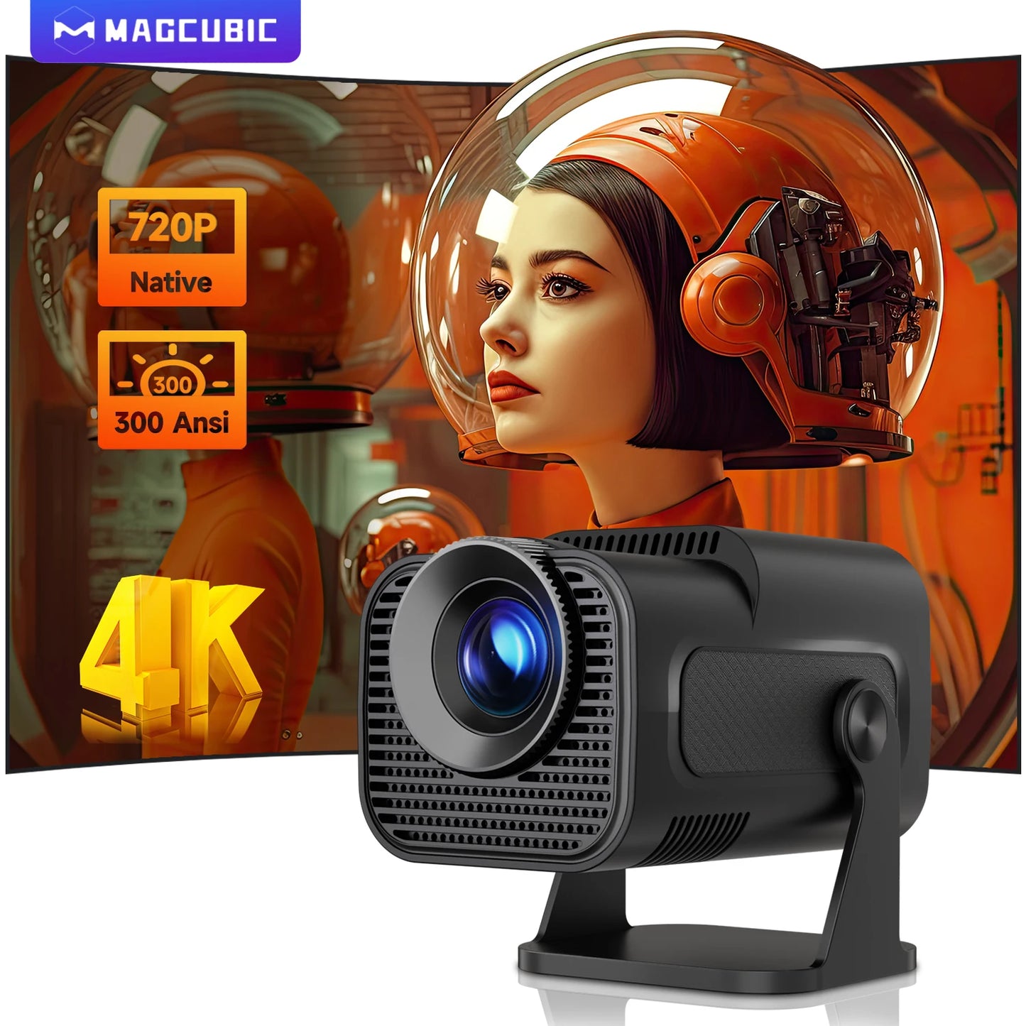 Magcubic HY320 Mini Newly Native 720P Android 11 4K Projector 300ANSI Wifi6 BT5.0 Cinema Outdoor Portable 180° Rotable Projector