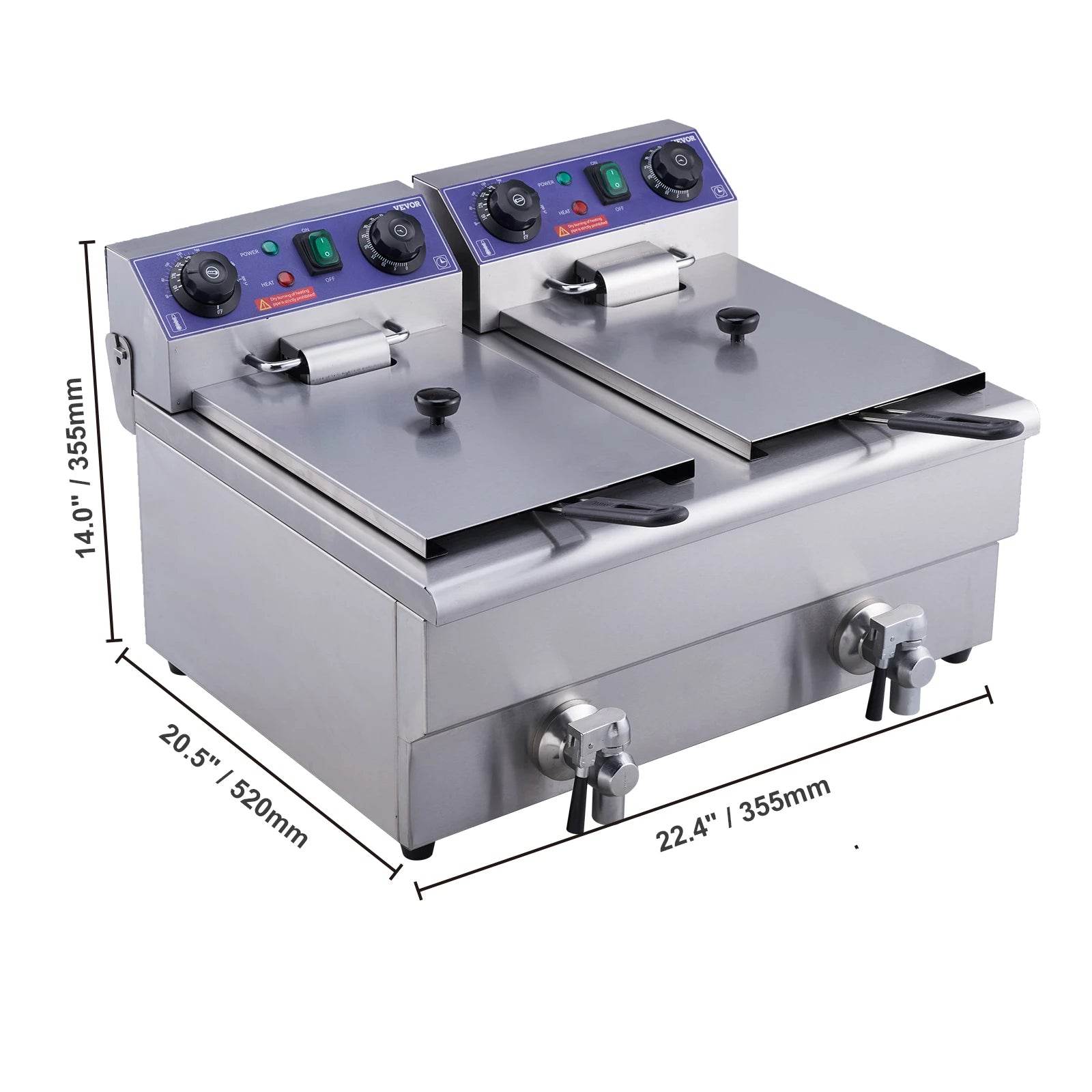 VEVOR Commercial Electric Deep Fryer w/Dual Tanks 12L Countertop Fryer w/Oil Filter and Timed for Fried Chicken French Frie - MarvelouStoree