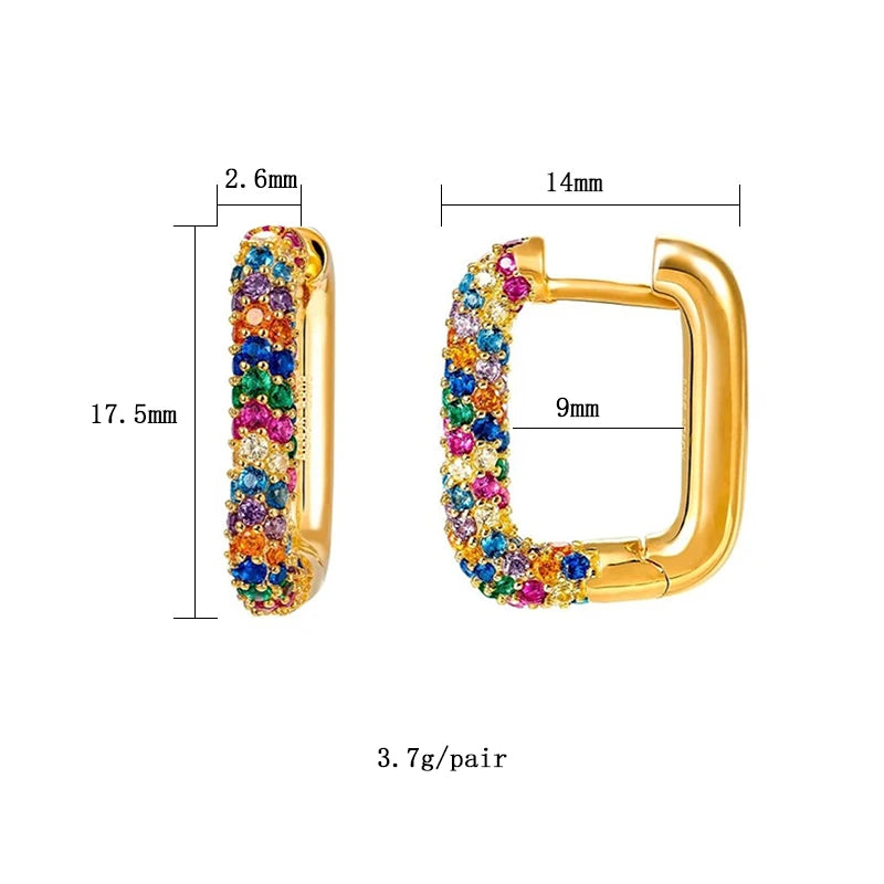 KEYOUNUO Gold Filled Stud Earrings Set For Women Ear Cuffs Colorful Zircon Dangle Hoop Earrings Fashion Party Jewelry Wholesale