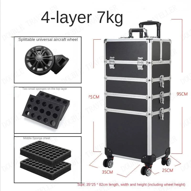 Multi-functional New Trolley cosmetic bag,rolling luggage Makeup Toolbox case Cosmetic Bags on Wheel,Nail tattoo trolley box bag - MarvelouStore