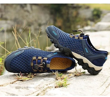 Summer Men's Mesh Sports Shoes Fashion Mountaineering Breathable Lightweight Anti Slip Shoes Outdoor Travel Running Casual Shoes