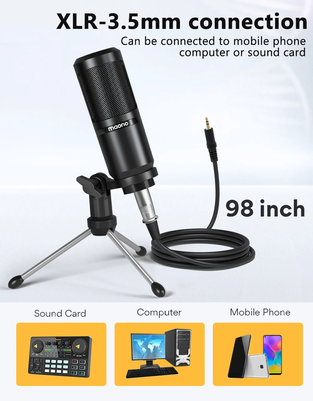 Microphone Podcast Microphone 3.5mm Mic for Computer,Laptop,Phone,Sound Card,YouTube,Gaming,Recording