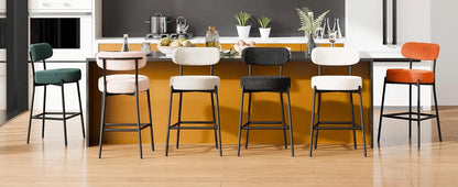 4 Inch(about 10.2 cm)Thick round Seat Height Metal Bar Stool,with Curved Back,Suitable for Kitchen Island、Coffee Shop、Bar