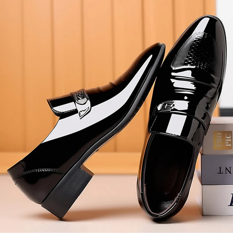 Brand New Patent Leather Shoes for Men Casual Business Shoes Office Work Shoes for Male Party Wedding Oxfords Point Toe Loafers