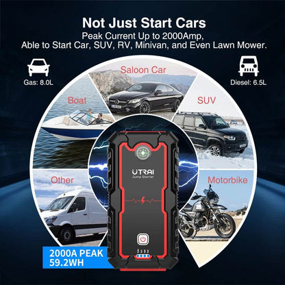 Utrai 2000A Jump Starter Power Bank Starting Device Car Battery Starters Emergency Charger For 12v Engine Starter - MarvelouStoree