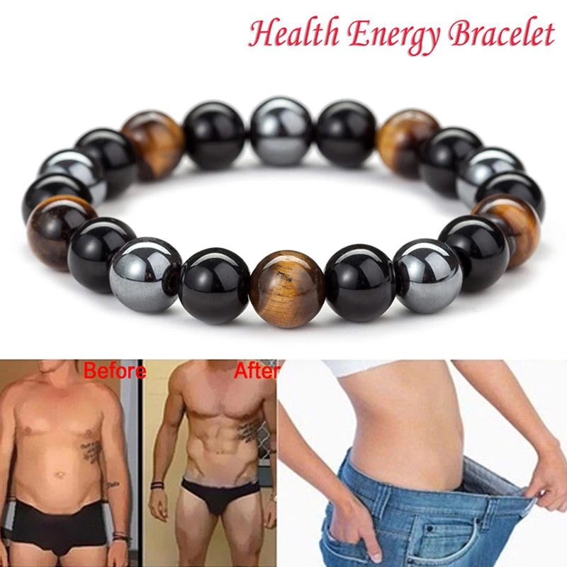 New Magnetic Hematite Bracelets Men Tiger Eye Stone Bead Couple Bracelets for Women Health Care Magnet Help Weight Loss Jewelry