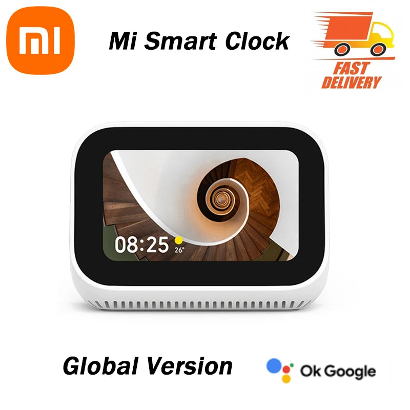 Global Version Xiaomi Mi Smart Clock AI Touch Screen Display Speaker Bluetooth 5.0 Alarm Clock WiFi Connection Ok Google Control