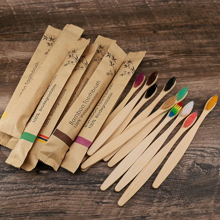 10pcs Bamboo Toothbrushes Portable Eco Friendly Wooden Tooth Brush for Adults Toothbrushes Soft Dental Oral Care