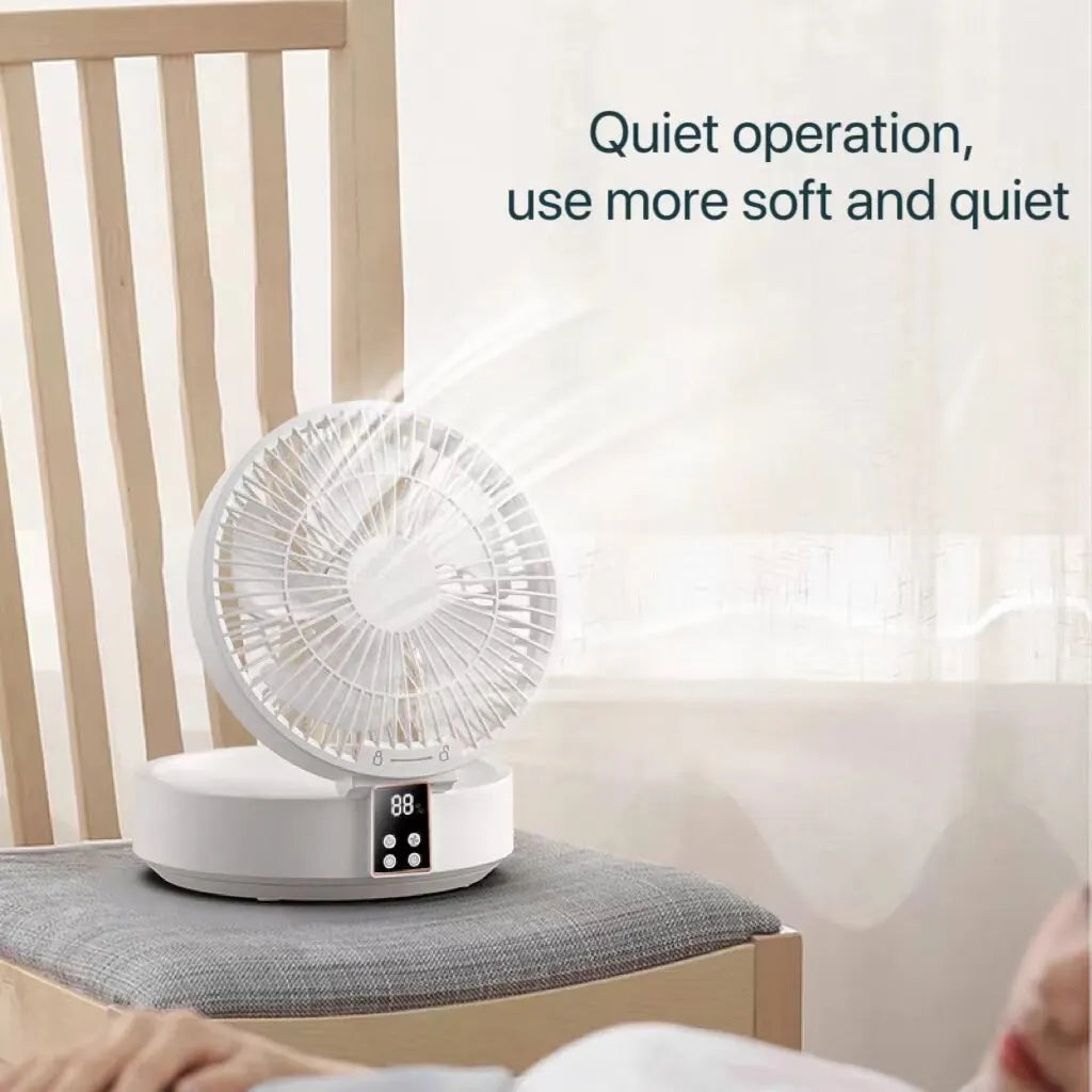 Fan with Remote Control 2023 Portable Wall-hanging Rechargeable Usb Electric Folding Fan Nightlight Air Cooler Household