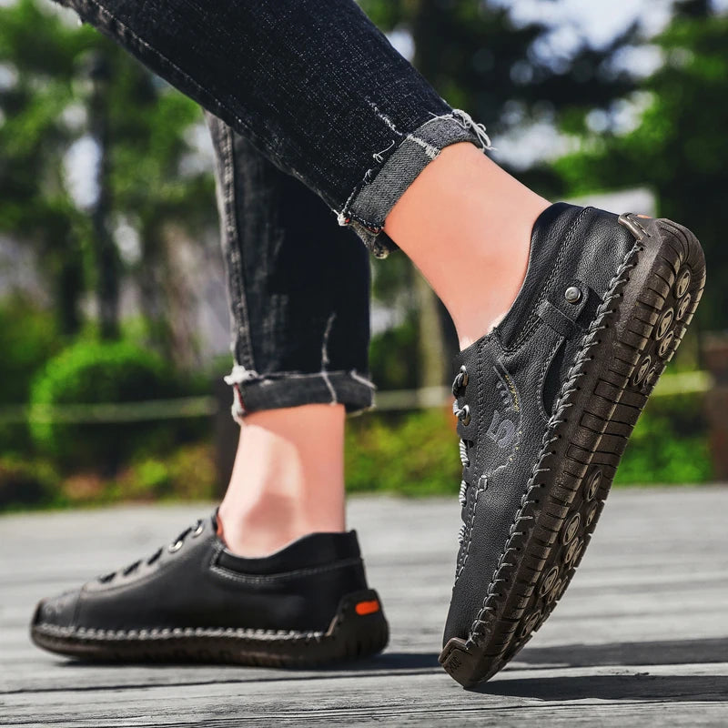 New Men Leather Casual Shoes Outdoor Comfortable High Quality Fashion Soft Homme Classic Ankle Non-slip Flats Moccasin Trend