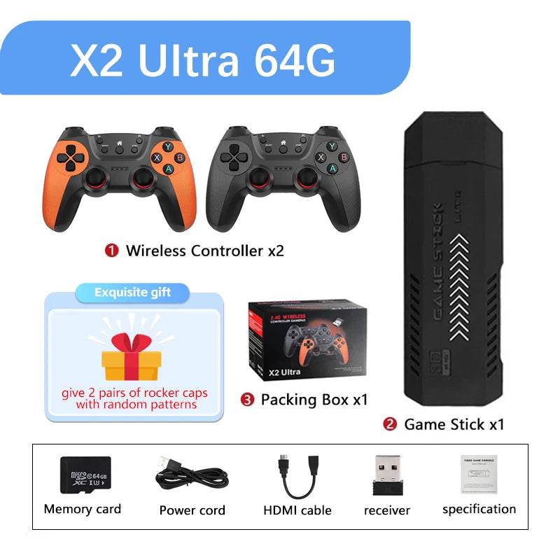 X2 Ultra Video Game Stick Console Or ONLY 2.4G Double Wireless Controller 4K HD30000 Games 128G Retro Games Christmas Gift - MarvelouStoree