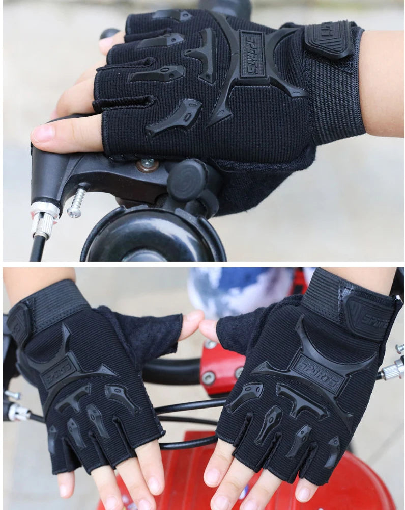 1Pair Kids Tactical Fingerless Gloves Army Military Camo Anti-Skid Mittens Half Finger Boys Girls Children Outdoor Sport Cycling