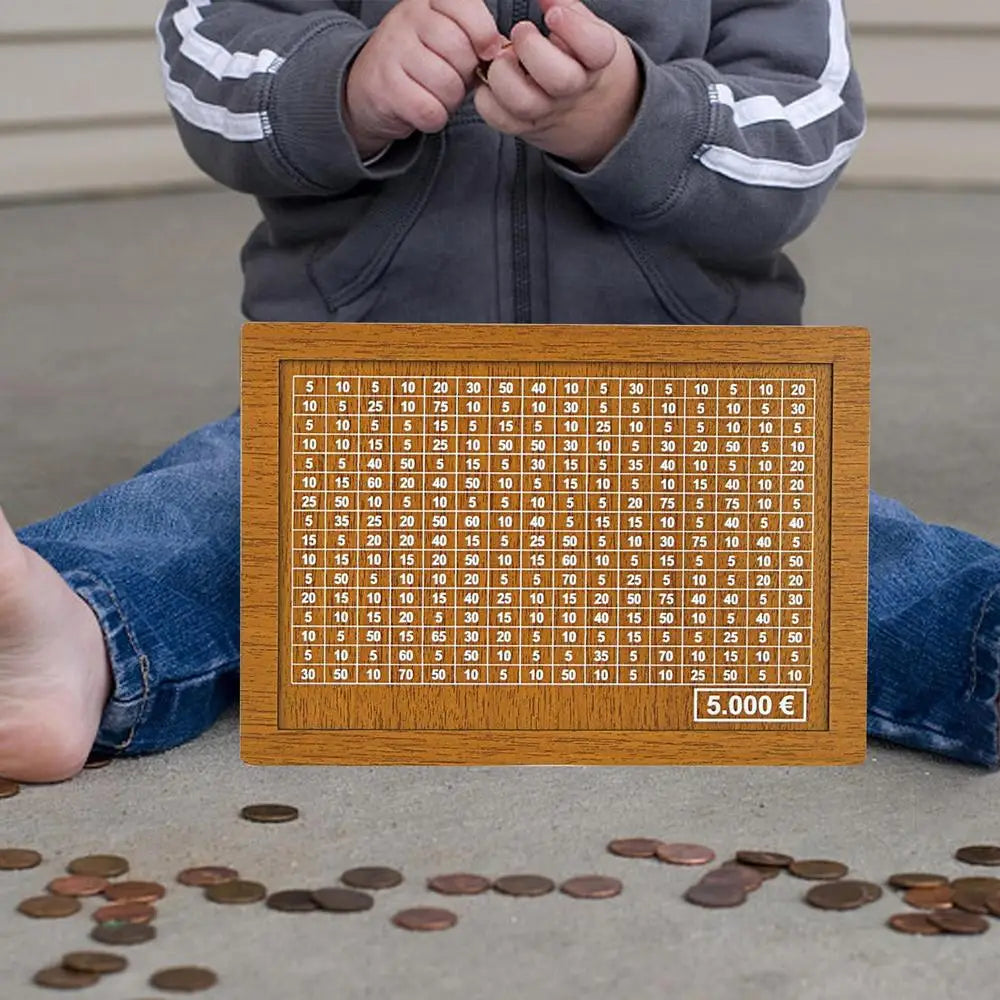 Decorative Natural Wooden Money Box With Counter Piggy Bank Handmade For Creative Children's Saving The Money Goal 10000 Euro