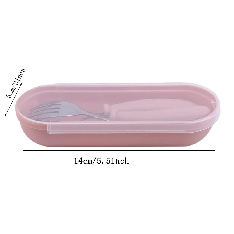 3pcs Children Spoon Forks Box Kids Stainless Steel Kids Cutlery Portable Baby Feeding Utensils Baby Spoons Baby Tableware Set