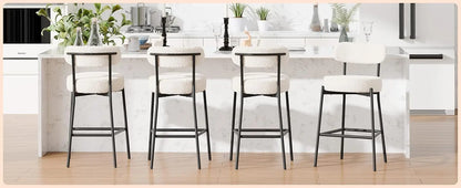 4 Inch(about 10.2 cm)Thick round Seat Height Metal Bar Stool,with Curved Back,Suitable for Kitchen Island、Coffee Shop、Bar