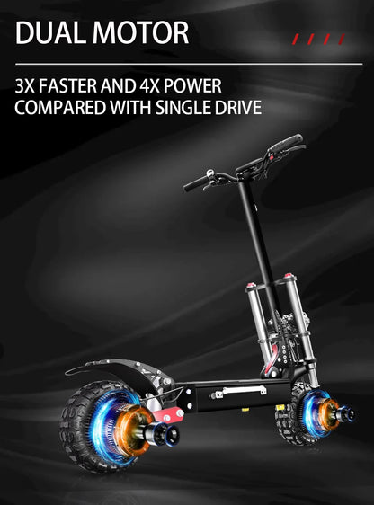 1200W 1300W 2400W 6000W Commuter Seated Adults Electric Scooter 48V/72V E-Scooter 10 inch Tubeless Off Road Tire with LCD