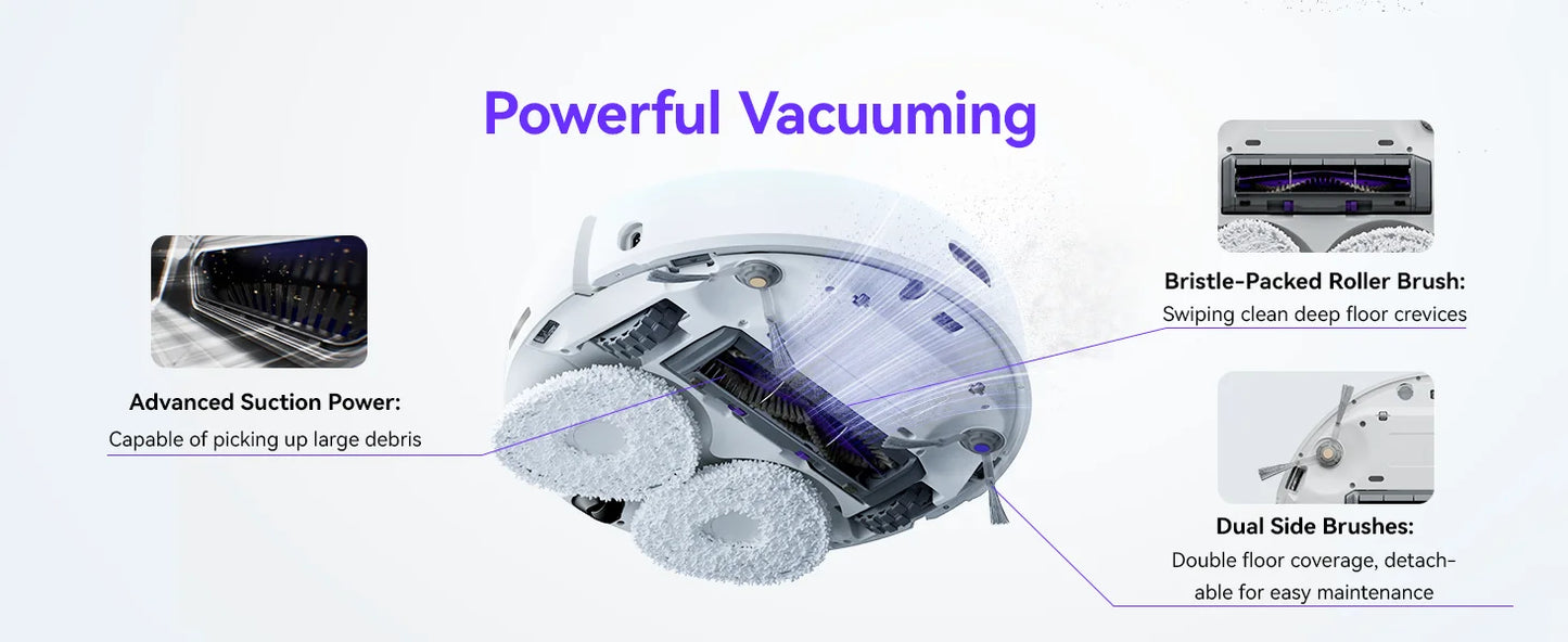 Freo Robot Vacuum and Mop Comb, Washing & Drying, Dirt Sense Ultra Clean, Auto Add Cleaner, LCD Display, Smart Swing, Arc