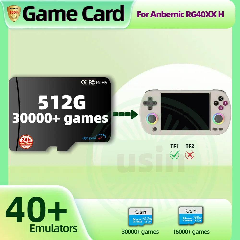 Game TF Card For Anbernic RG40XX H RG40XXH Plug&play Pre-install Retro Games PSP PS1 Memory Handheld Gaming SD Card System Card - MarvelouStoree